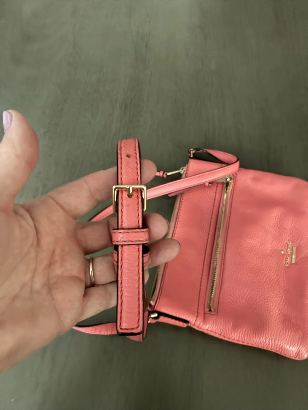 kate spade Pink Leather Crossbody with Front Zip Pocket